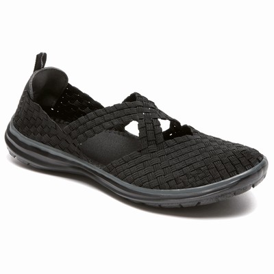 Rockport Cobb Hill Willow Woven Flache Schuhe Damen Schwarz GLS-549128